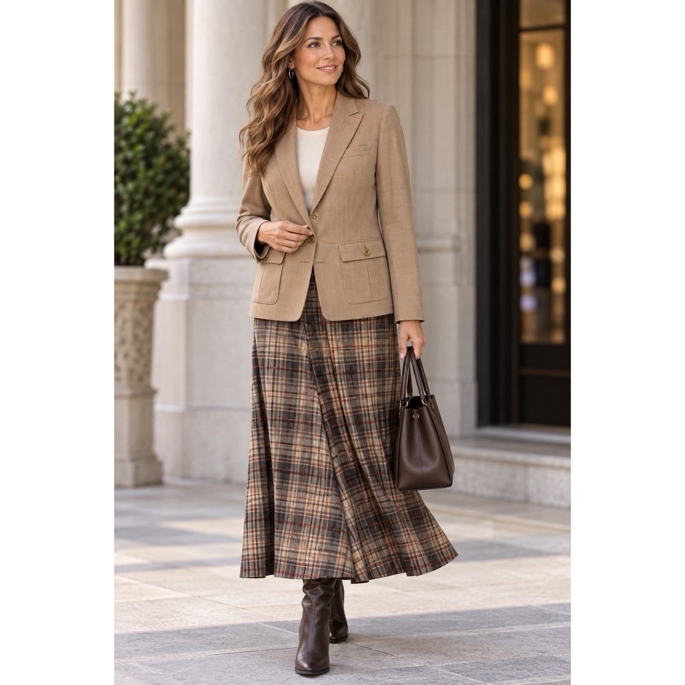 Talbots Tan Wool Gabardine Blazer Jacket ~Sz 12~One Button Office Classic Preppy